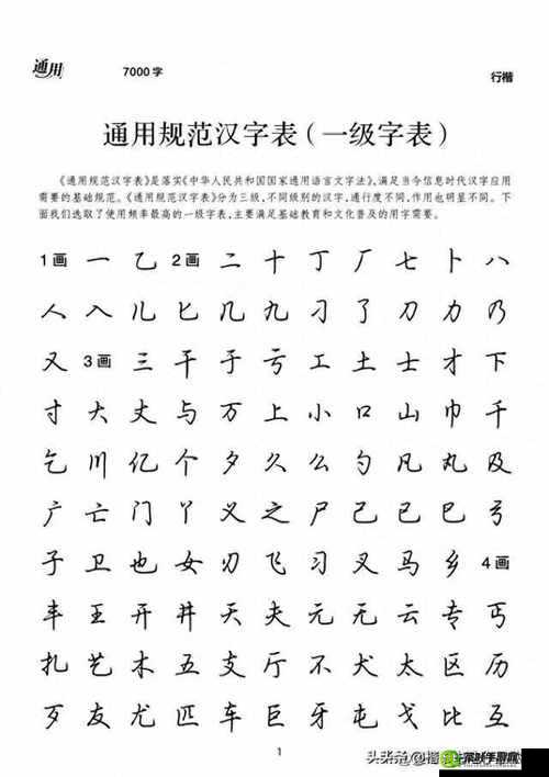 量近 2018 中文字需大全规须 1：汉字规范书写的重要性及要求